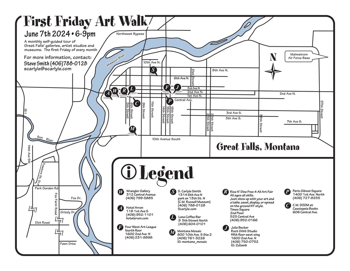 First Friday Art Walk is Back in Great Falls June 7th from 6-9pm Benefiting the local Great Falls Arts Community
