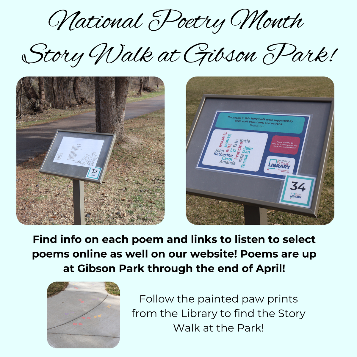 GFPL Celebrates National Poetry Month with a Special Poetry-Filled Story Walk at Gibson Park